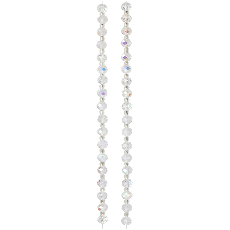 Crystal AB Faceted Glass Rondelle Beads, 8mm by Bead Landing™