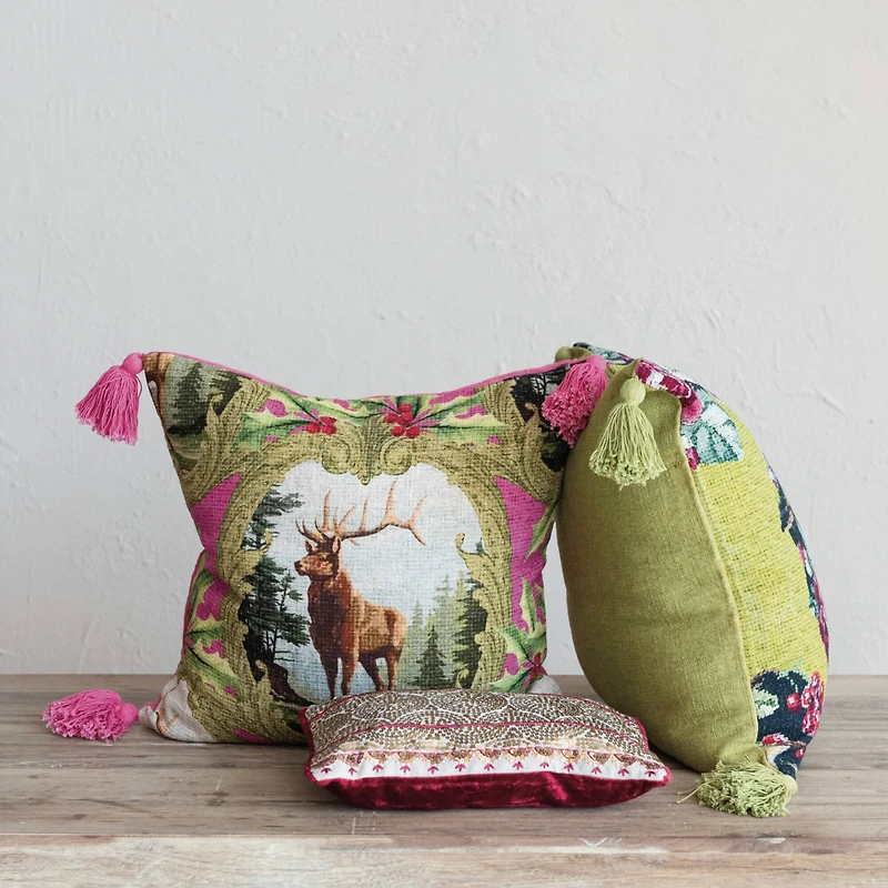 Hello Honey® 20" Bird & Floral Accent Pillow wiith Tassels