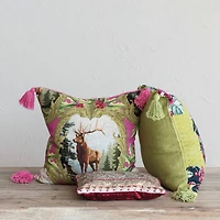 Hello Honey® 20" Bird & Floral Accent Pillow wiith Tassels