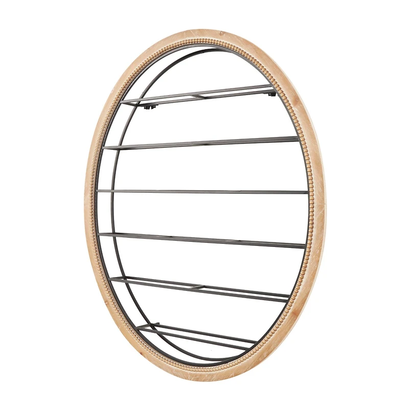 Black Metal  Oval 13 Bottle Wall Wine Rack with Beaded Frame