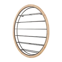 Black Metal  Oval 13 Bottle Wall Wine Rack with Beaded Frame