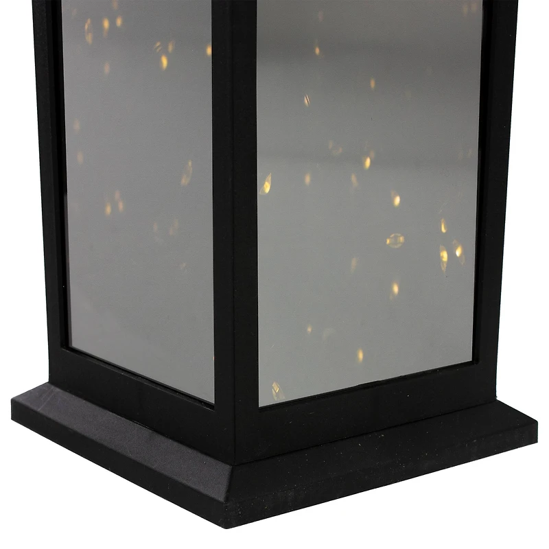 12" Black LED Lantern with Warm White Flickering Light