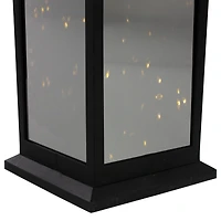 12" Black LED Lantern with Warm White Flickering Light