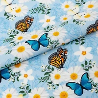 SINGER Daisies & Butterflies Print Ringspun Cotton Fabric