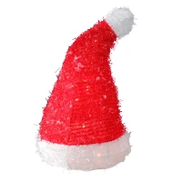 12.75" Lighted Iced Tinsel Santa Hat Christmas Tree Topper, Clear Lights