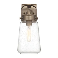 Hello Honey® Gage Tuscan Gold Industrial Tapered Seedy Glass & Metal Wall Mounted Outdoor Light
