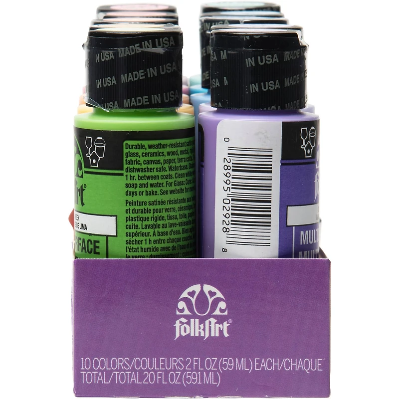 6 Packs: 10 ct. (60 total) FolkArt® Brights Multi-Surface Acrylic Paint Set