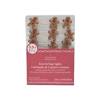 18ct. Warm White LED Gingerbread Cookie String Lights on Silver Wire by Ashland®