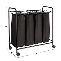 Household Essentials 4-Bag Rolling Laundry Sorter Cart
