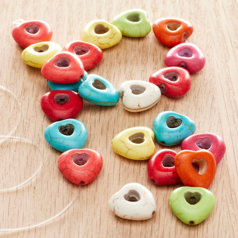Reconstituted Stone Heart Beads, 15mm by Bead Landing™