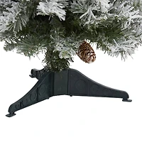 3ft. Pre-Lit Flocked White River Mountain Pine & Pinecones Artificial Christmas Tree with Clear LED Lights