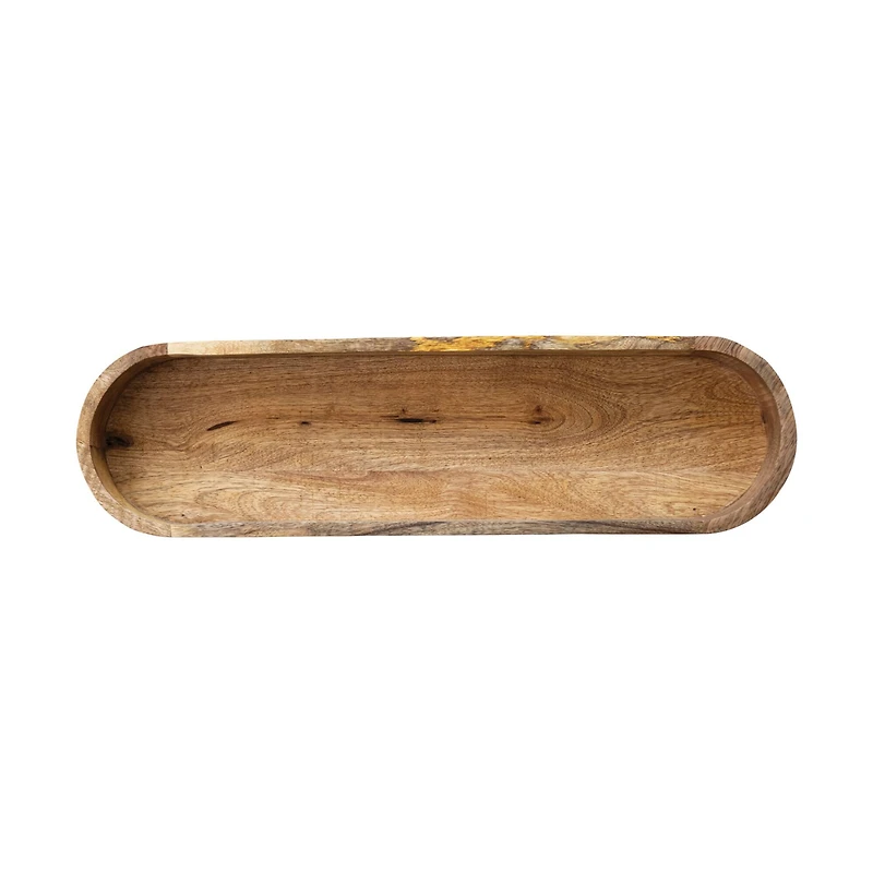 Hello Honey® 21.5" Natural Footed Mango Wood Tray