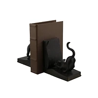Black Polystone Eclectic Cat Bookends Set