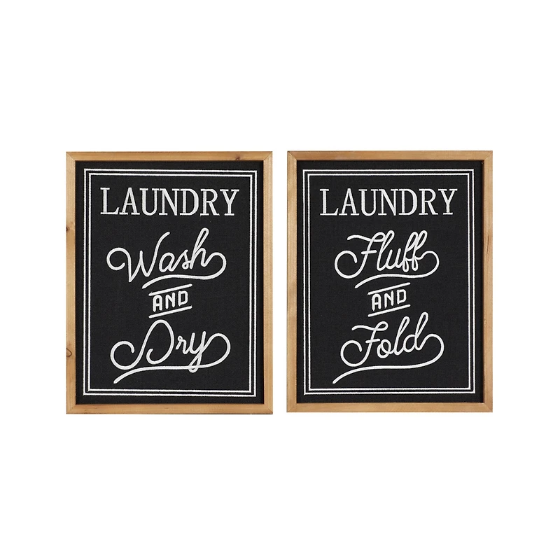 Set of 2 Black Wood Farmhouse Sign Wall Decor, 12.5" x 16"