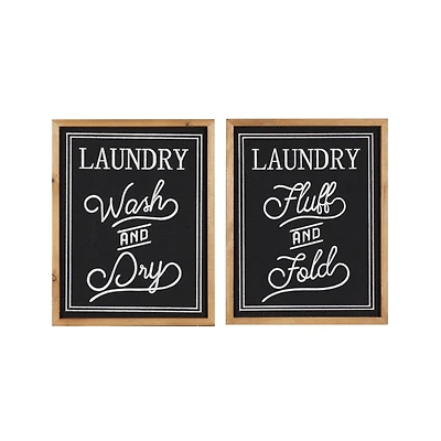 Set of 2 Black Wood Farmhouse Sign Wall Decor, 12.5" x 16"