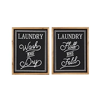 Set of 2 Black Wood Farmhouse Sign Wall Decor, 12.5" x 16"