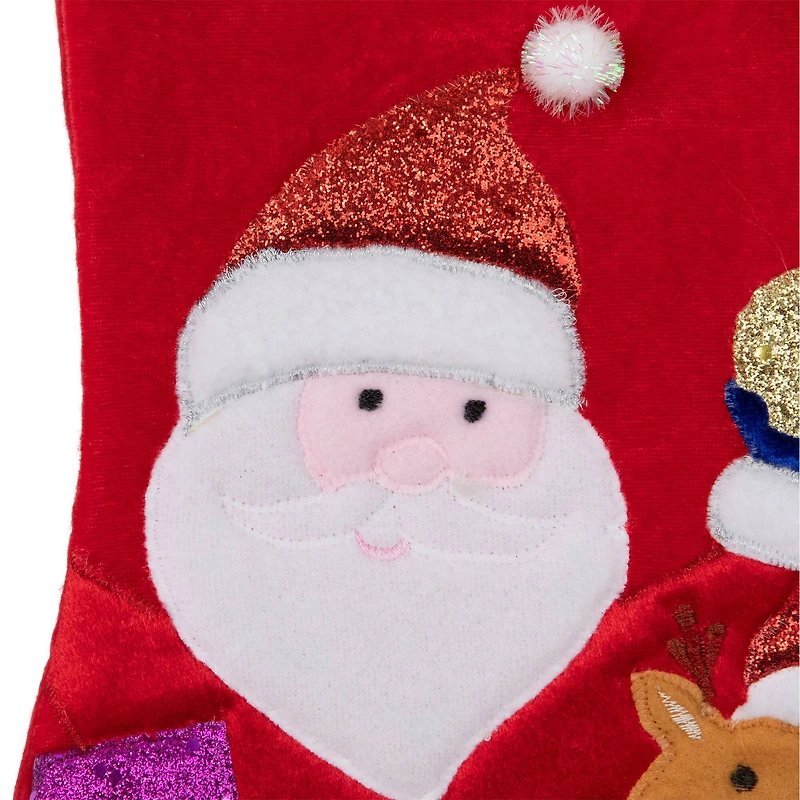 20.5" Santa Claus, Reindeer & Glitter Presents Christmas Stocking