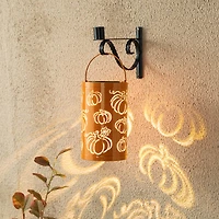 Glitzhome® 10.75" Fall Metal Pumpkin Solar Powered LED Lantern