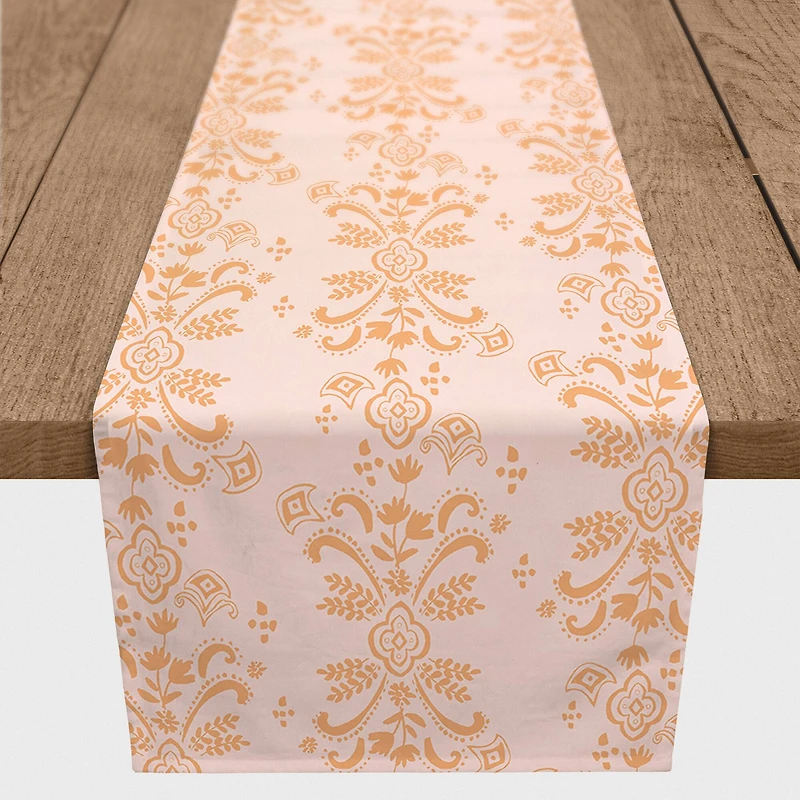 90" Floral Crest Cotton Twill Table Runner