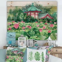 Designart - Lotus Lake and Pagoda