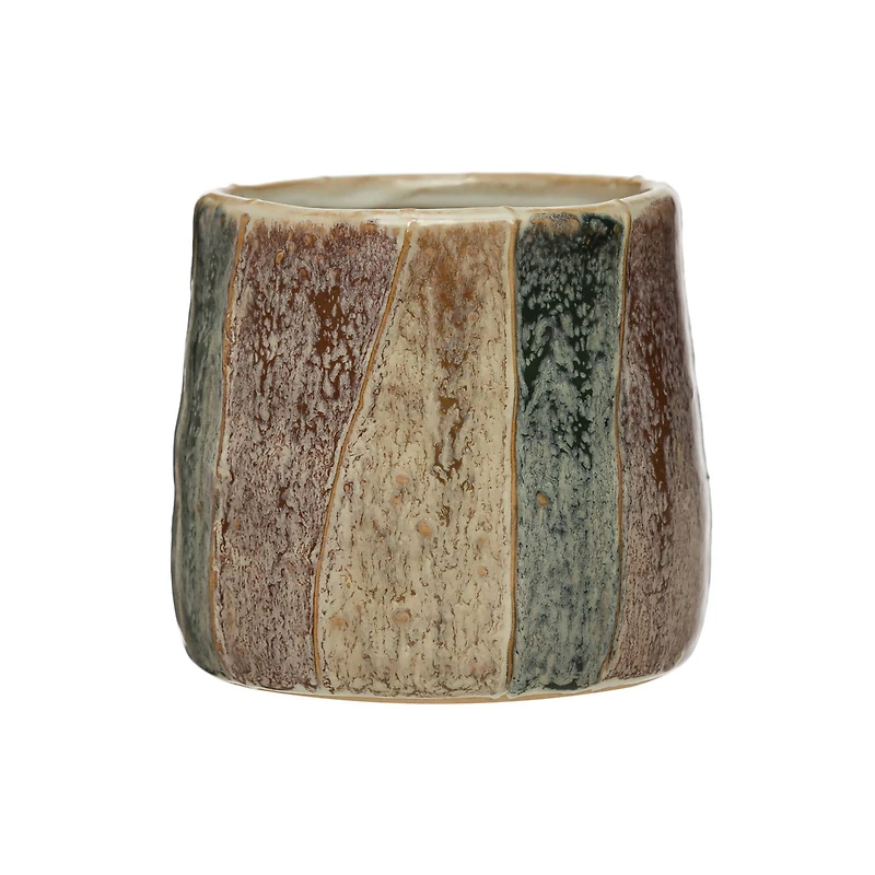 12" Reactive Glaze Hand-Painted Stoneware Planter