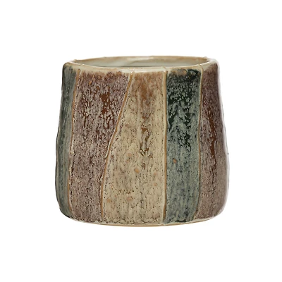 12" Reactive Glaze Hand-Painted Stoneware Planter