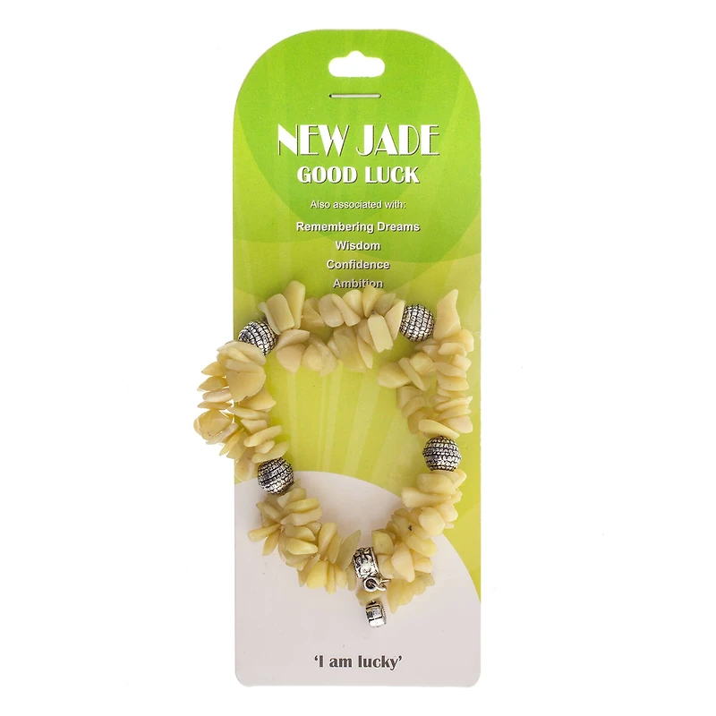 John Bead New Jade Green Natural Stone 2-Strand Bracelet with Butterfly Charm