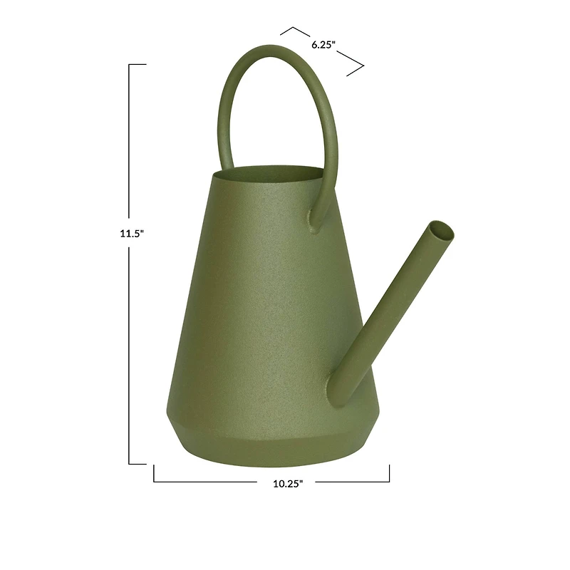 Hello Honey® 11.5" Matte Green Textured Metal Garden Watering Can