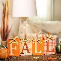Plaid Pumpkins Wooden Fall Harvest Sign - 11"