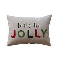 Hello Honey® 20" x 14" Let's Be Jolly Cotton Chambray Lumbar Pillow with Embroidery & Beads