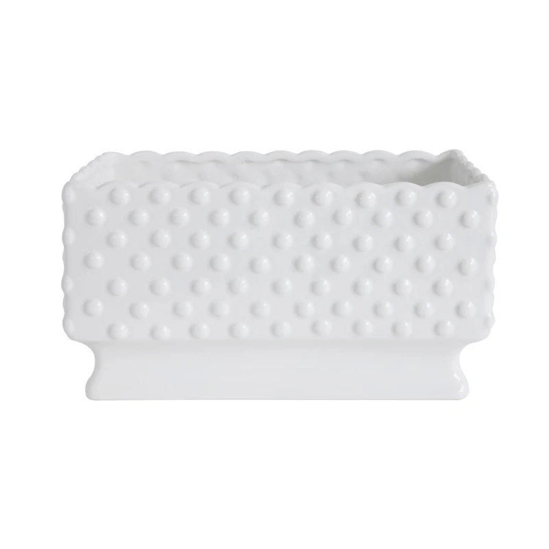 Hello Honey® 11" White Hobnail Rectangle Ceramic Planter
