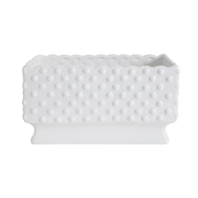 Hello Honey® 11" White Hobnail Rectangle Ceramic Planter