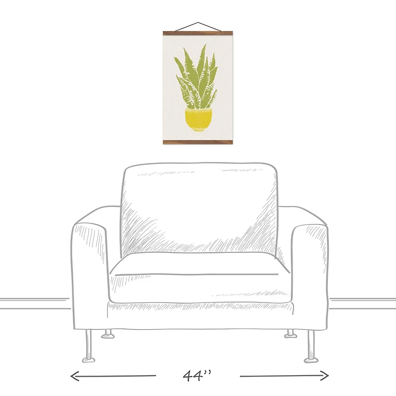 Designs Direct Potted Snake Plant Teak Hanging Canvas