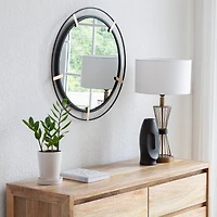 Habitat Thales 23" Black & Golden Circular Wall Mirror
