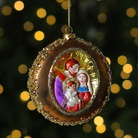 4" Joseph, Mary & Baby Jesus Glass Disc Ornament