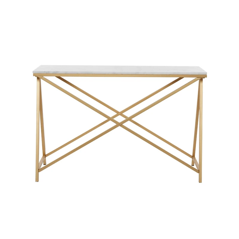 White Iron Contemporary Console Table, 31" x 47" x 14"