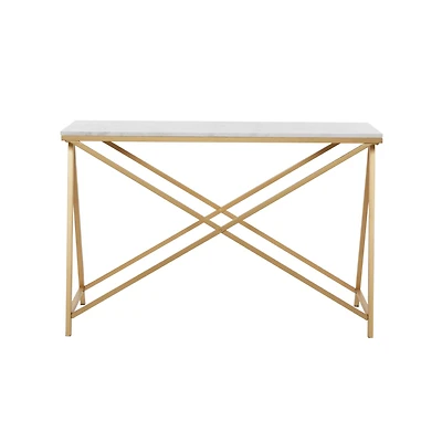 White Iron Contemporary Console Table, 31" x 47" x 14"
