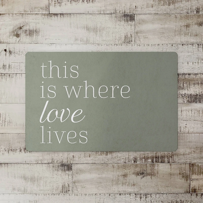 18" x 27" Where Love Lives Olive Floor Mat