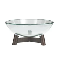 9" Clear Glass Serving Bowl with Bronze Hammered Y-Shaped Stand