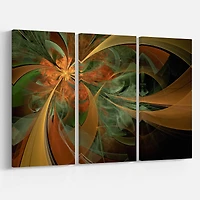 Designart - Symmetrical Orange Digital Fractal Flower