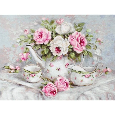 Luca-s English Tea & Roses Counted Cross Stitch Kit