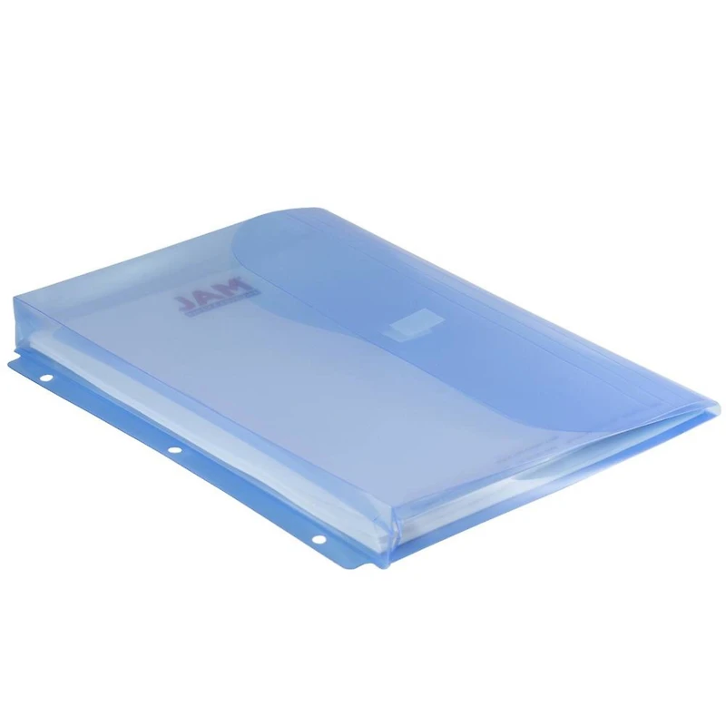JAM Paper 9.5" x 11.5" Hook & Loop Closure 3-Hole Punch Plastic Envelopes