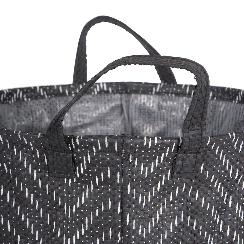 DII® Round Black & White Tribal Chevron PE-Coated Woven Paper Laundry Bin