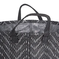DII® Round Black & White Tribal Chevron PE-Coated Woven Paper Laundry Bin