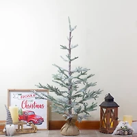 3ft. Unlit Snow-Covered Slim Pine Artificial Christmas Tree in Jute Base