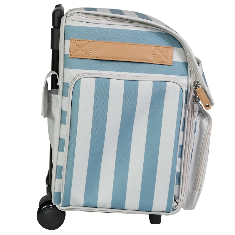 Everything Mary Blue & White Deluxe Collapsible Rolling Craft Bag