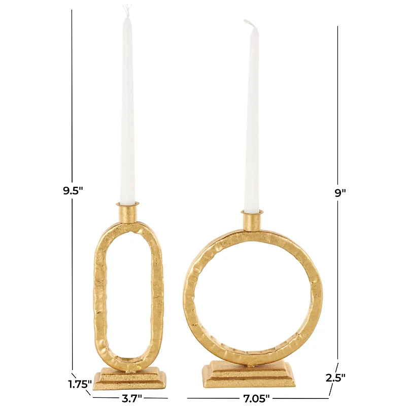 Gold Metal Tapered Candle Holder with Rectangle Base, 2ct.