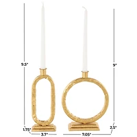Gold Metal Tapered Candle Holder with Rectangle Base, 2ct.