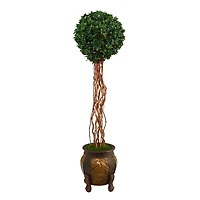 5.5ft. English Ivy Single Ball Artificial Topiary Tree in Decorative Planter