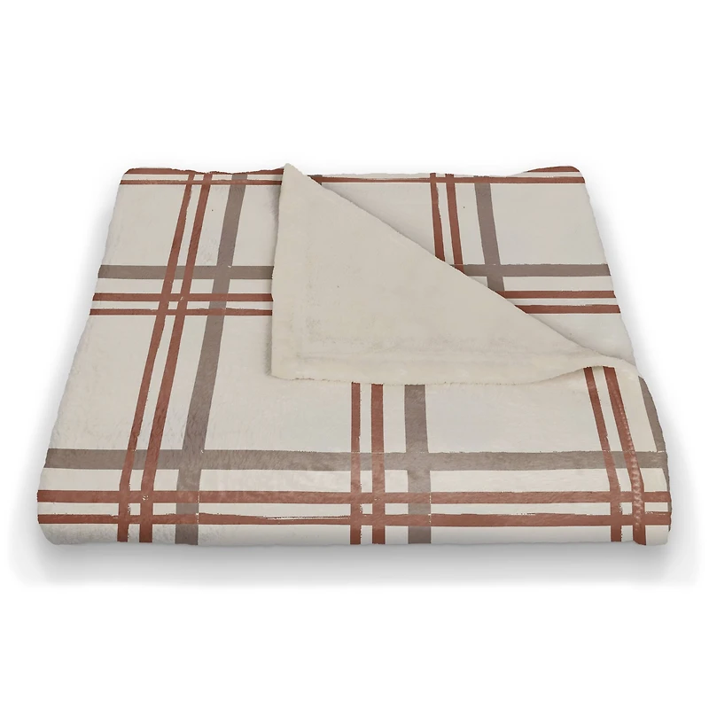 Holiday Plaid on White Coral Fleece Blanket